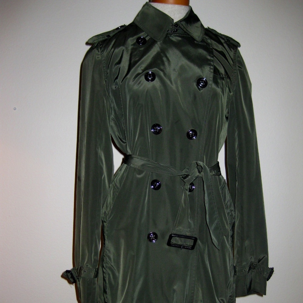 G.E.T. Green Belted Trench Coat with Bottom Ruffle